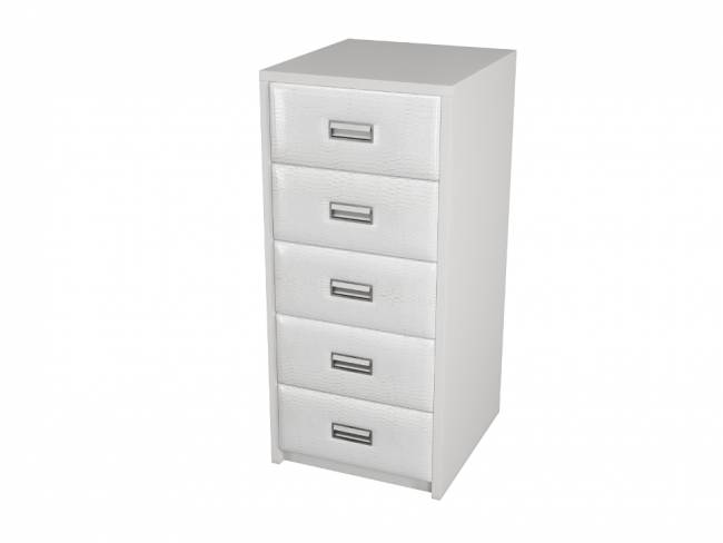 Комод Como/Veda 5 ящиков, цвет: ЛДСП Белый/Экокожа Кайман Белый Комод Como/Veda 5 ящиков, цвет: ЛДСП Белый/Экокожа Кайман Белый