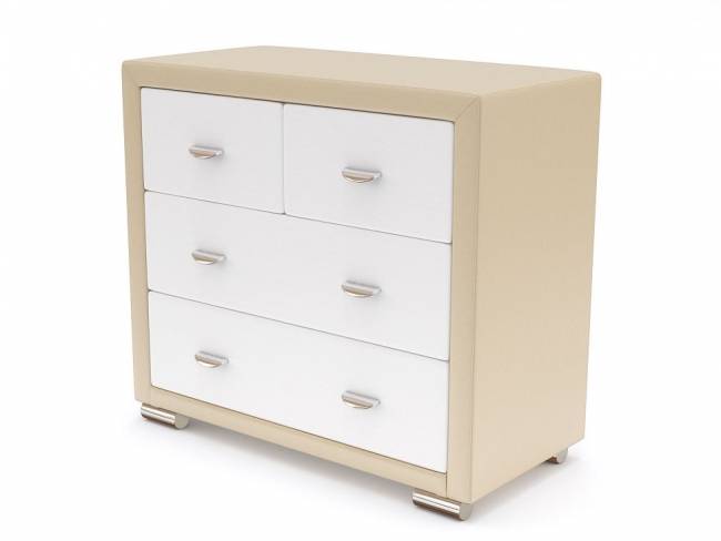 Комод Orma Soft 2 (4 ящика), цвет: Экокожа Кремовая с белым Комод Orma Soft 2 (4 ящика), цвет: Экокожа Кремовая с белым