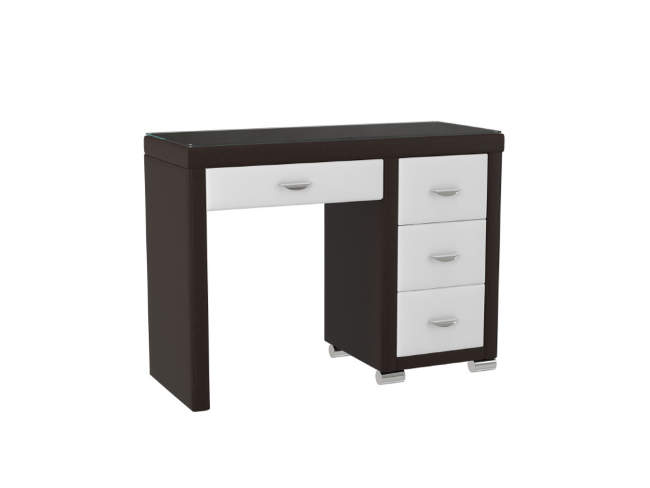 Туалетный стол OrmaSoft 2 (4 ящика) правый, цвет: Экокожа Коричневый/Белый Туалетный стол OrmaSoft 2 (4 ящика) правый, цвет: Экокожа Коричневый/Белый