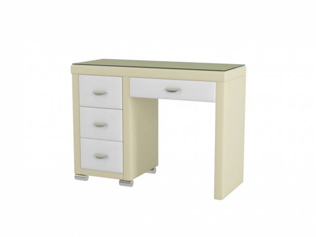 Туалетный стол OrmaSoft-2 (4 ящика) левый, цвет: Экокожа Кремовый/Белый Туалетный стол OrmaSoft-2 (4 ящика) левый, цвет: Экокожа Кремовый/Белый