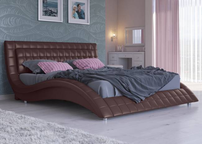 Кровать Атлантико с подъемным механизмом, цвет: Экокожа Коричневая Кровать Атлантико с подъемным механизмом, цвет: Экокожа Коричневая