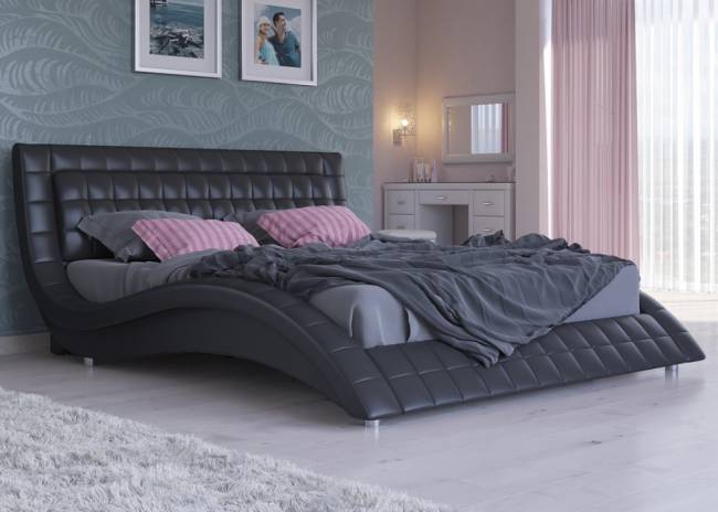 Кровать Атлантико с подъемным механизмом, цвет: Экокожа Черная Кровать Атлантико с подъемным механизмом, цвет: Экокожа Черная