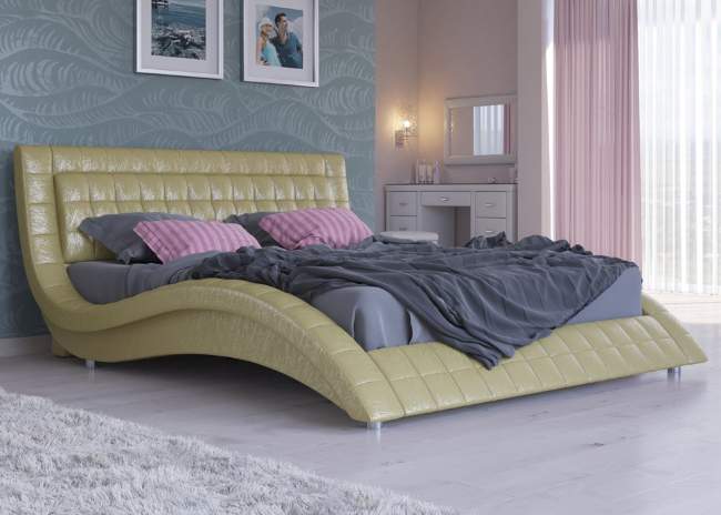 Кровать Атлантико с подъемным механизмом, цвет: Экокожа Золото Кровать Атлантико с подъемным механизмом, цвет: Экокожа Золото