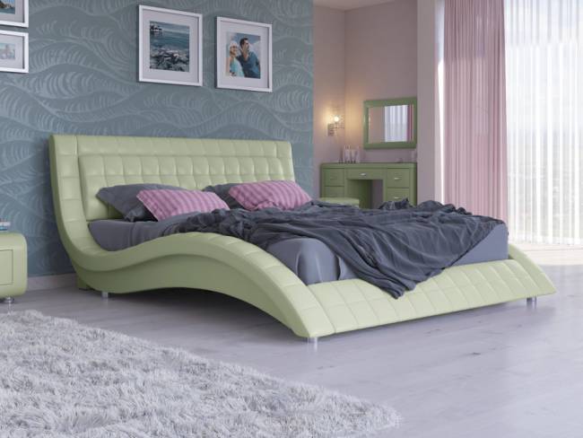 Кровать Атлантико с подъемным механизмом, цвет: Экокожа Зеленое яблоко Кровать Атлантико с подъемным механизмом, цвет: Экокожа Зеленое яблоко