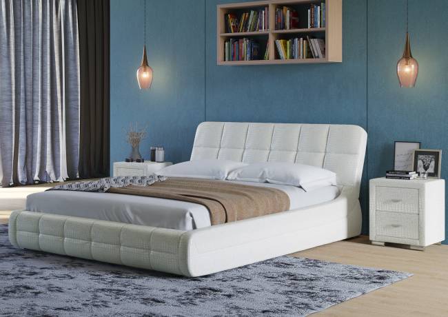 Кровать Corso 6, цвет: Экокожа Кайман Белый Кровать Corso 6, цвет: Экокожа Кайман Белый