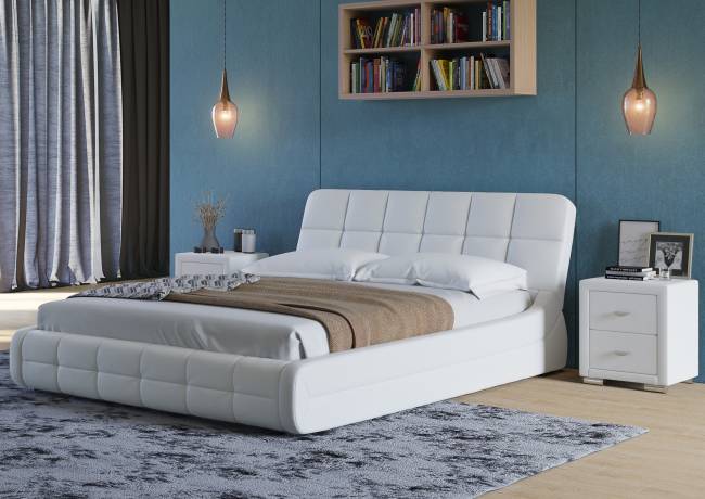 Кровать Corso 6, цвет: Экокожа Белая Кровать Corso 6, цвет: Экокожа Белая