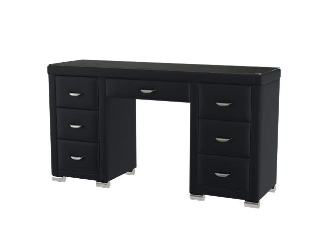 Туалетный стол OrmaSoft 2 (7 ящиков), цвет: Экокожа Черный