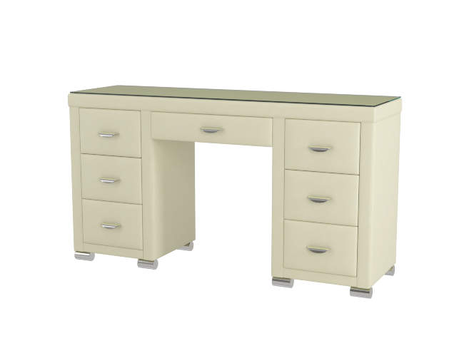 Туалетный стол OrmaSoft 2 (7 ящиков), цвет:  Экокожа Кремовый