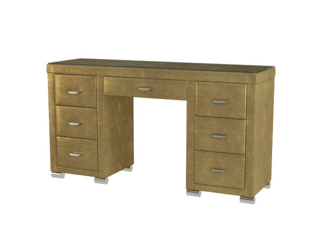 Туалетный стол OrmaSoft 2 (7 ящиков), цвет: Экокожа Золото